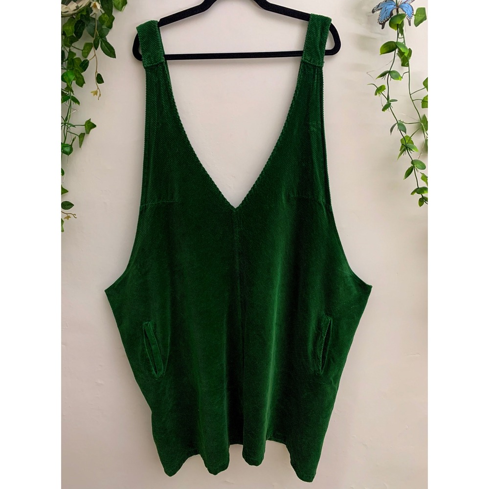 Modcloth Green Corduroy Overall Dress